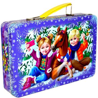 Сладкий подарок на Новый Год в жестяной упаковке весом 600 грамм