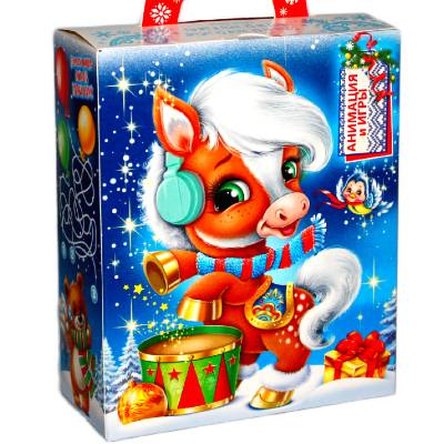Сладкий новогодний подарок в картонной упаковке весом 750 грамм
