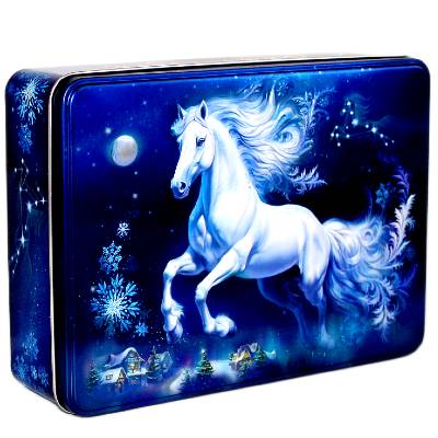 Сладкий подарок на Новый Год в жестяной упаковке весом 800 грамм