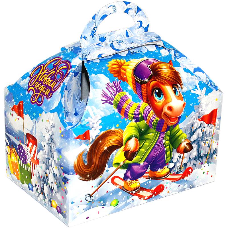 Сладкий новогодний подарок в картонной упаковке весом 850 грамм