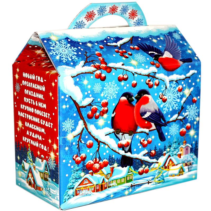 Детский новогодний подарок в картонной упаковке весом 1200 грамм